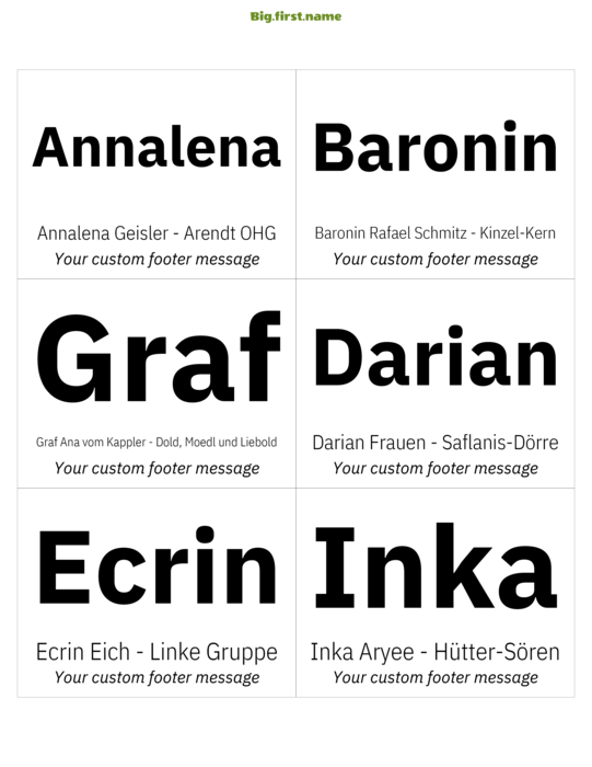 Namensschild-Design Original Schwarz