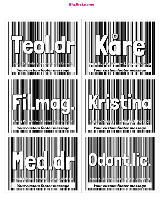 namnbricksdesign Streckkodad