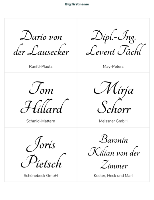 Namensschild-Design Klassisches Schwarz