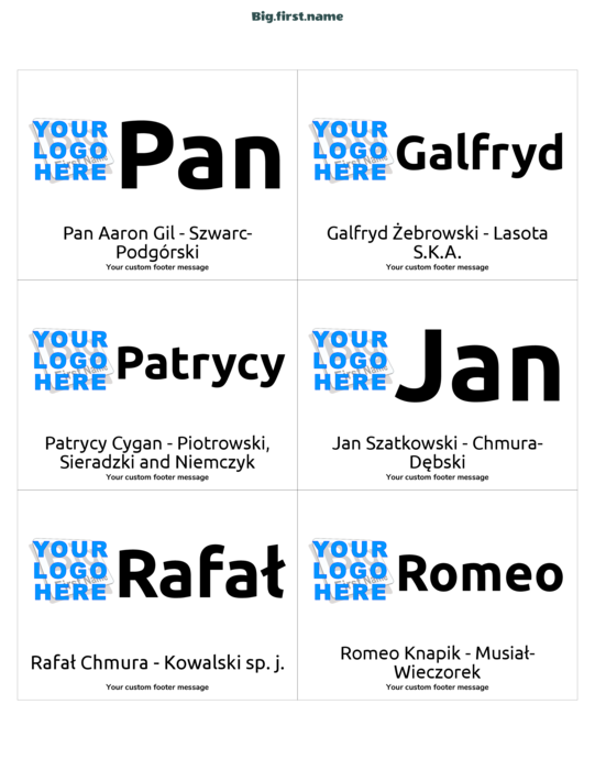 wzór identyfikatora Duże Logo