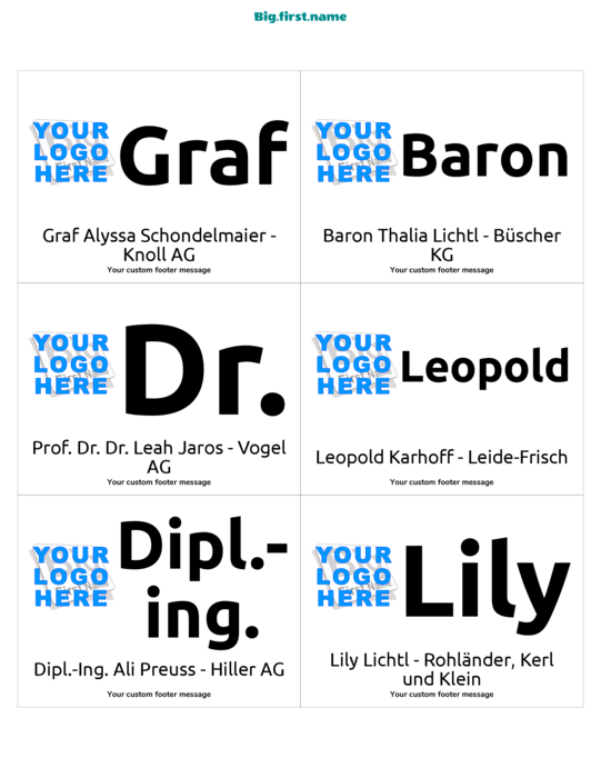 Namensschild-Design Großes Logo