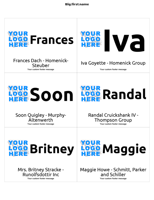 design de crachá com nome Logótipo Grande