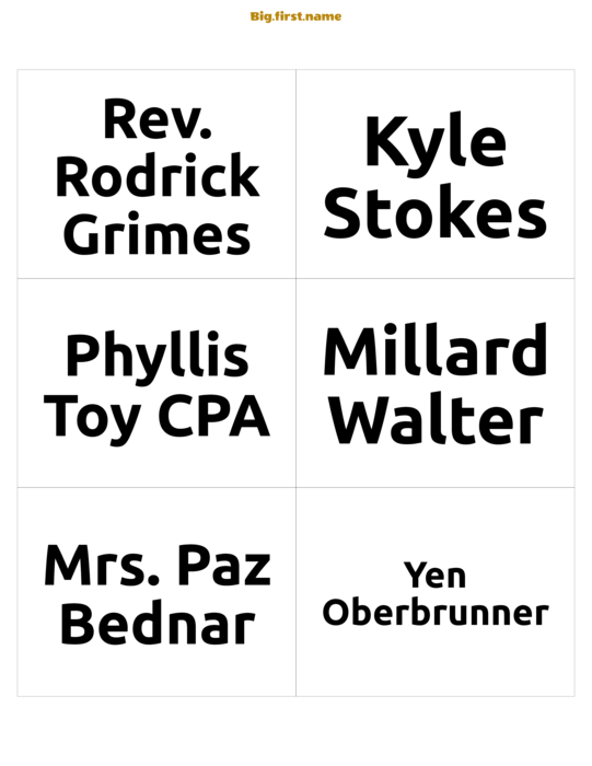 design jmenovky Celé jméno černě