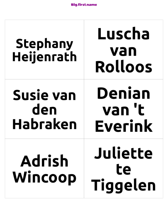 naambadge naamsticker ontwerp Volledige Naam Zwart