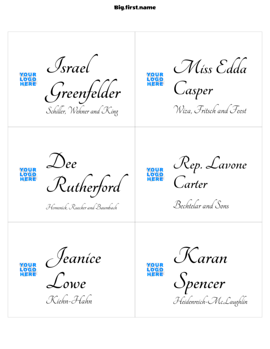 design jmenovky Černá kravata s logem