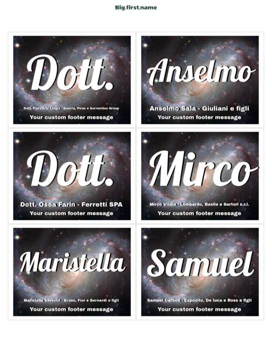 design di badge nominativo Frontiera Finale