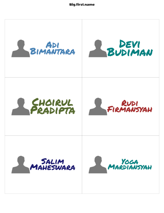 desain nametag name badge Texta Warna-Warni