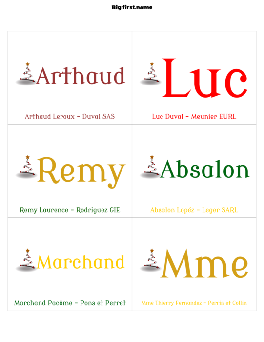 design de badge nominatif Dîner de Noël