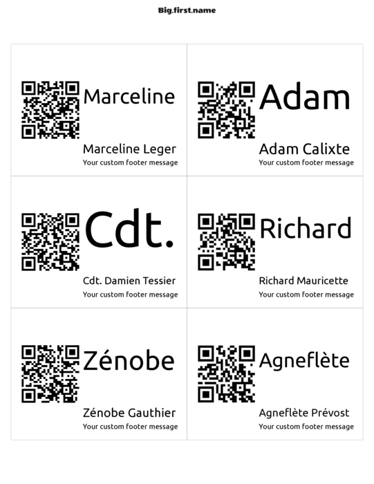 design de badge nominatif Grand QR Code