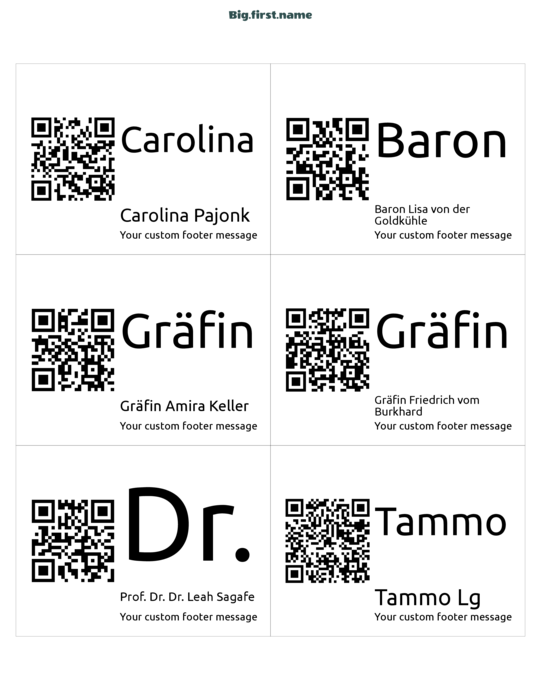 Namensschild-Design Großer QR-Code