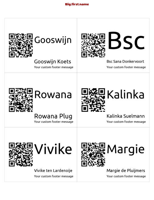 naambadge naamsticker ontwerp Grote QR-code