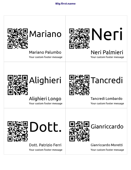 design cartellino nominativo QR Code Gigante