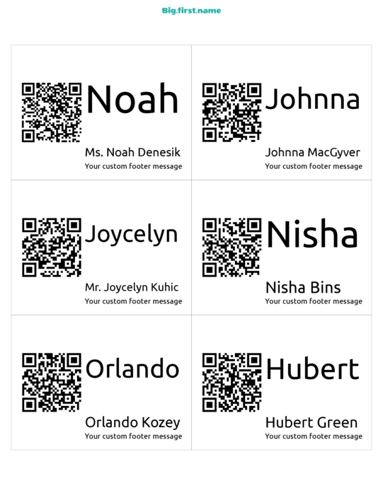 návrh jmenovky/visačky Velký QR kód