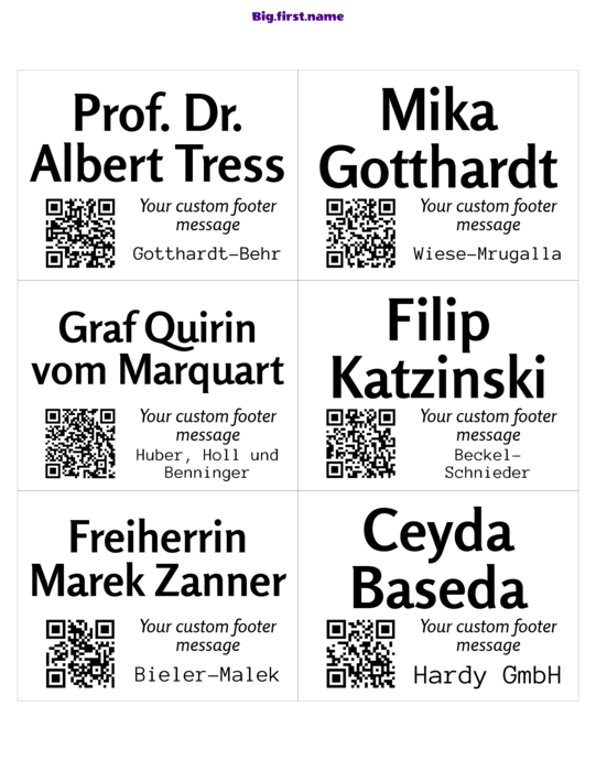 Namensschild-Design Kleiner QR-Code