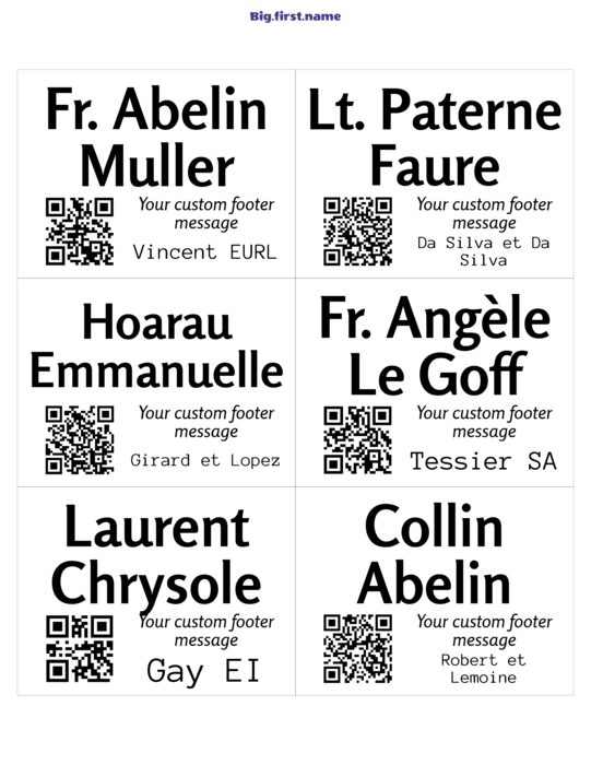 design de badge nominatif Petit QR Code
