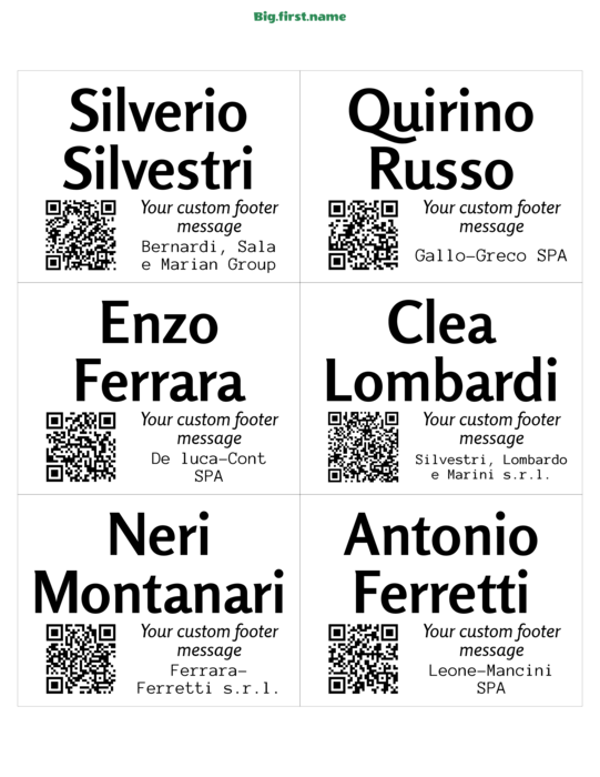 design cartellino nominativo QR Code Piccolo