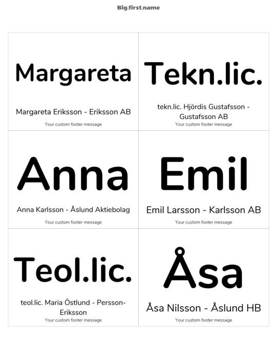 namnbricksdesign Vänligt Svart