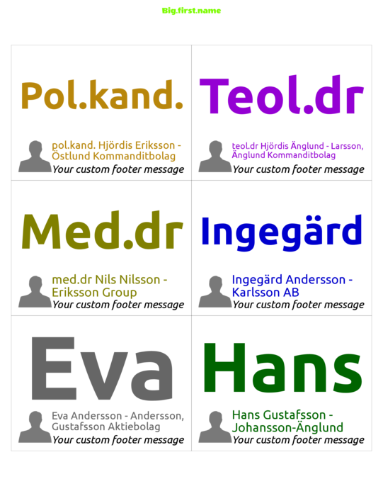 namnbricksdesign Starka Färger med Avatar