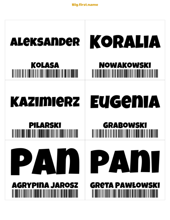 projekt identyfikatora Identyfikator z Kodem Kreskowym Code 128