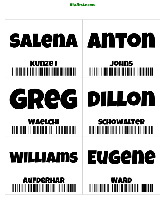 navneskilt-design Strekkode-badge Code 128