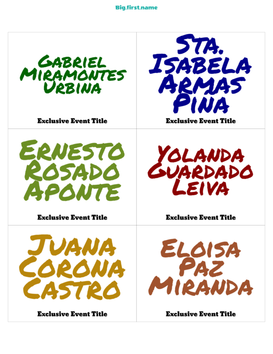 diseño de gafete con nombre Texta a Color