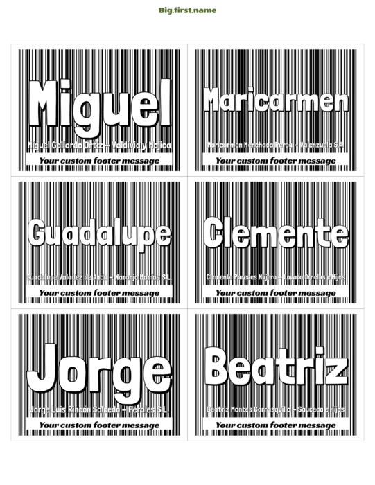 diseño de gafete con nombre Código de Barras