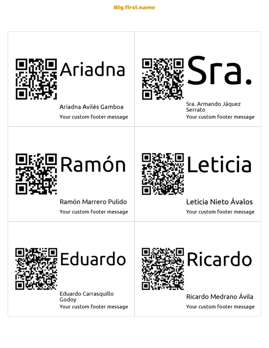 diseño de gafete con nombre Código QR Grande