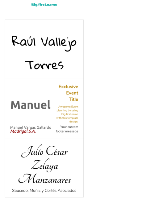 plantilla de gafete con nombre para Insertos de gafete Very 74520 Compatible Template