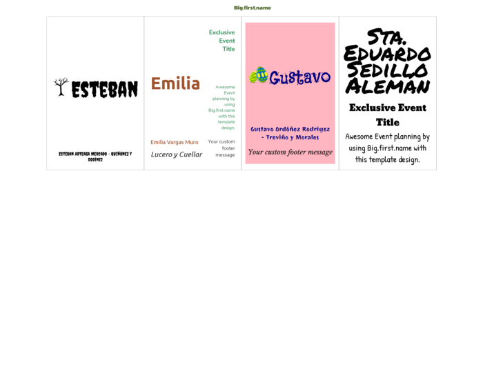 plantilla horizontal de gafete con nombre para Insertos de gafete Very 74550, 74651, 74652 Compatible Template
