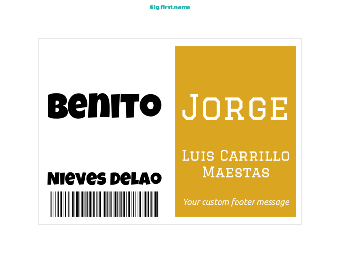 plantilla horizontal de gafete con nombre para Inserto de gafete de papel de agenda 4-1, 4" x 6" NS2VWB vertical Compatible Template
