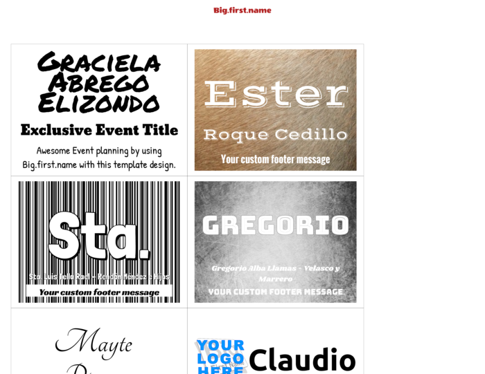 plantilla horizontal de gafete con nombre para Similar a las etiquetas verticales Avery 5384, Avery 5392, Avery 74459, Avery 74536, Avery 74540, Avery 74541 Compatible Template