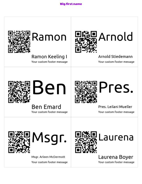 disenyo ng nametag name badge Malaking QR Code