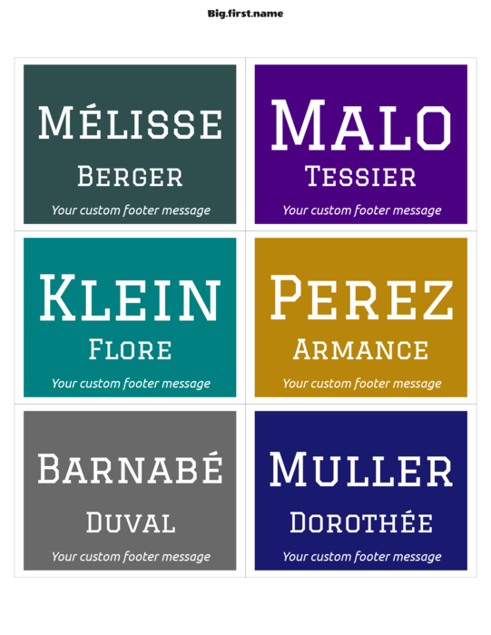 design de badge nominatif Retrouvailles d'Anciens Élèves 