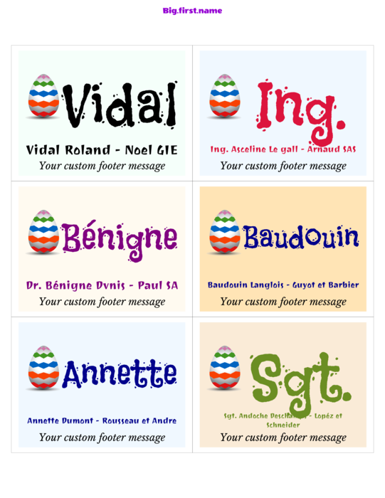 design de badge nominatif Joyeuses Pâques
