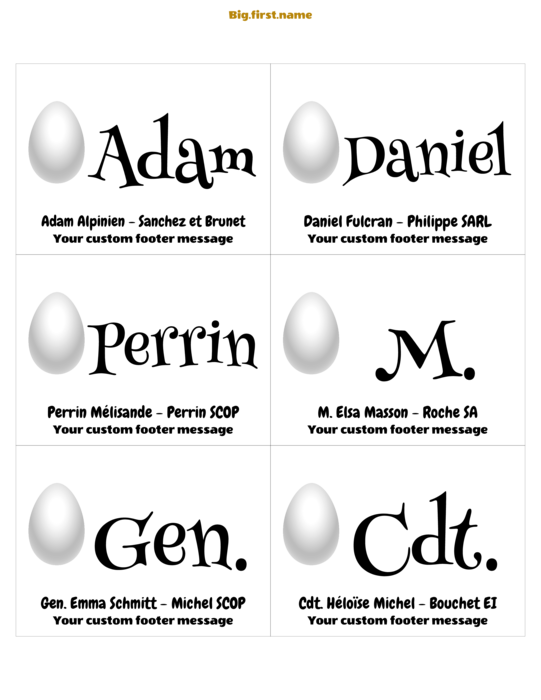 design de badge nominatif Chasse aux Œufs de Pâques