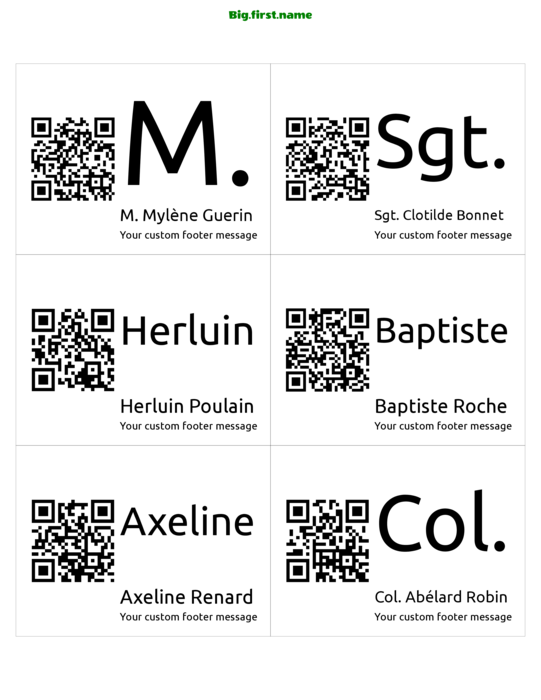 design de badge nominatif Grand QR Code