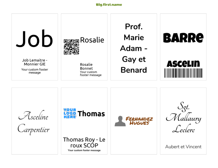 modèle de badge nominatif format paysage pour Étiquettes adhésives pour badges nominatifs Post-it 2800-M 2800-N 2800-O Compatible Template