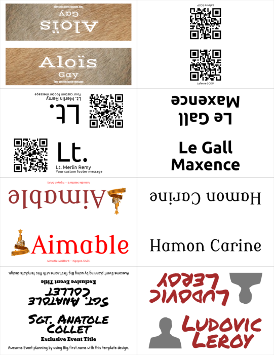 modèle de badge nominatif pour BadgePro BS-F Omar TS-Cartons de table Compatible Template