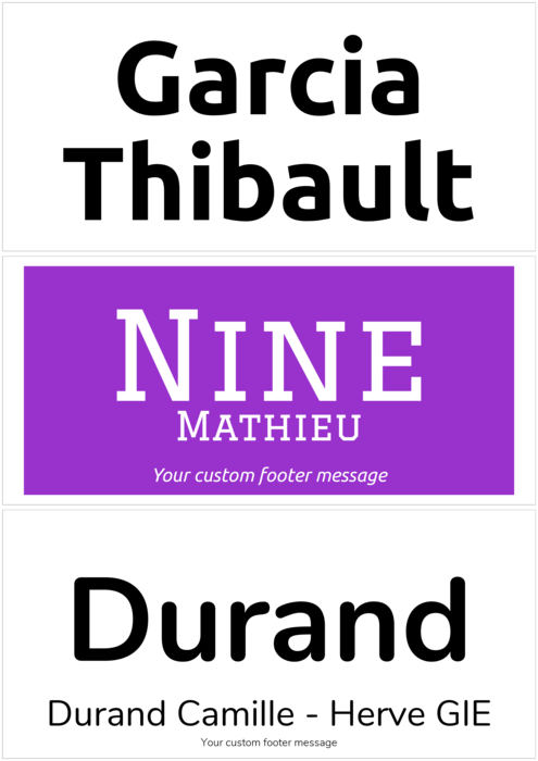 modèle de badge nominatif pour Carton de table haut A4 bi-plié papier uni Compatible Template