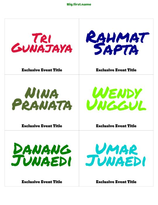 desain nametag name badge Spidol Warna-Warni