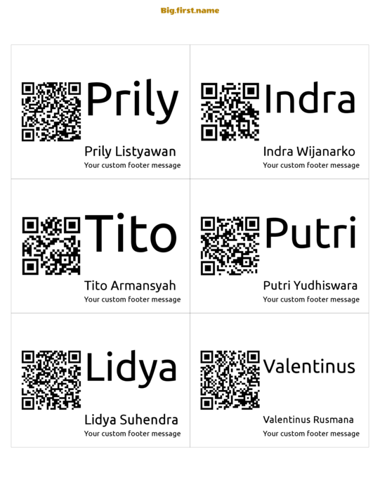 desain nametag name badge QR Code Besar