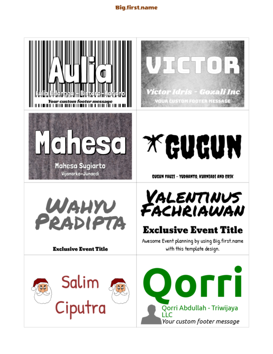 template nametag name badge untuk Very 5383, 5390, 74461, 74549, 74556  dan pc, nametag N8SWB Compatible Template