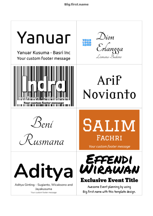 template nametag name badge untuk Isian untuk Name Badge Sigel ZB213 Compatible Template