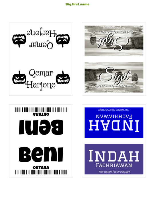 template nametag name badge untuk Tent Card Kecil Very 5302 8820 5820 Compatible Template
