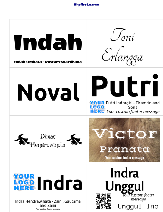 template nametag name badge untuk PC Nametag Sisipan Name Tag Kertas Klasik 4" x 2,5" N8MPWB Compatible Template