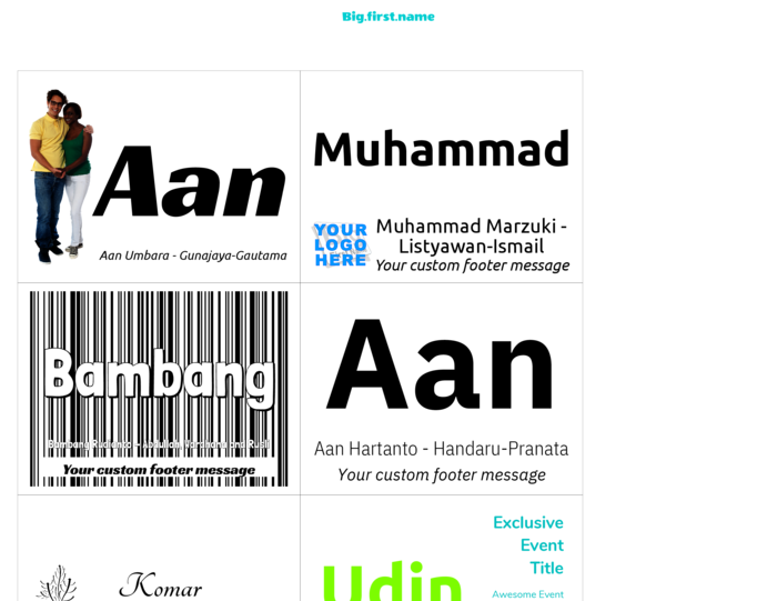 template nametag name badge landscape untuk mirip dengan badge potret AVERY 5384, 5392, 74459, 74536, 74540, 74541 Compatible Template