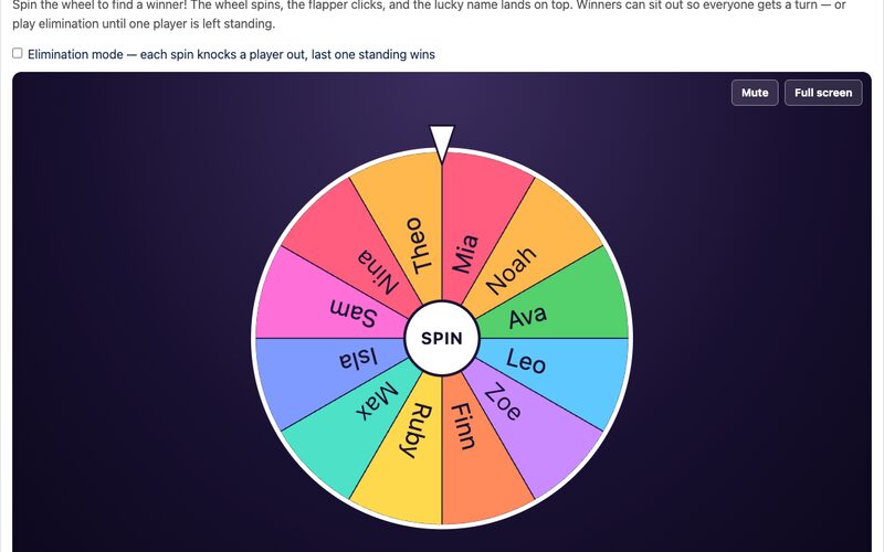 Spin the Wheel on the big screen