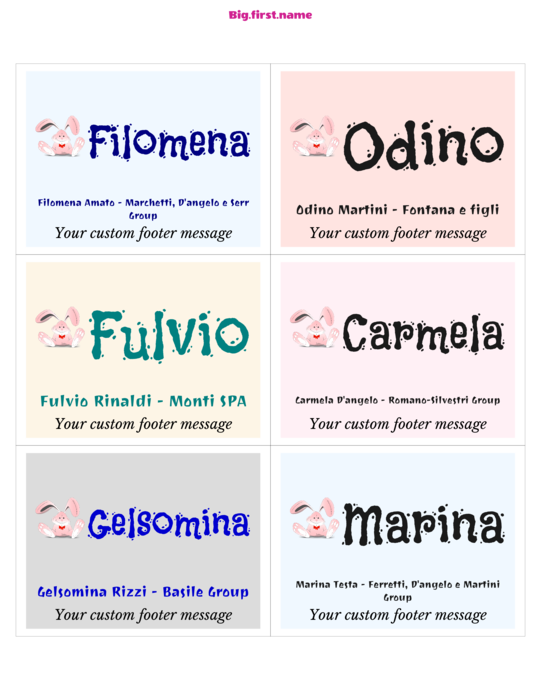design di badge nominativo Festa di Pasqua Felice