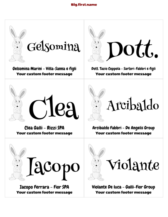 design di badge nominativo Caccia alle Uova di Pasqua