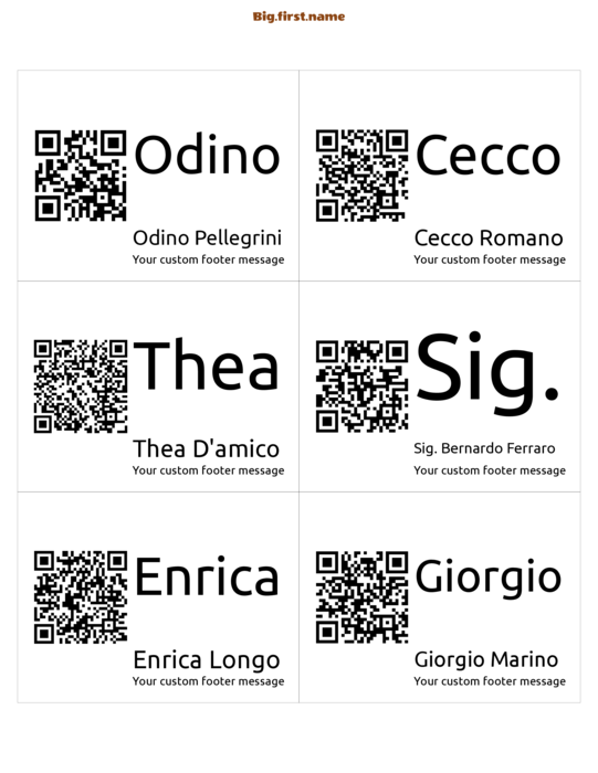 design di badge nominativo QR Code Gigante